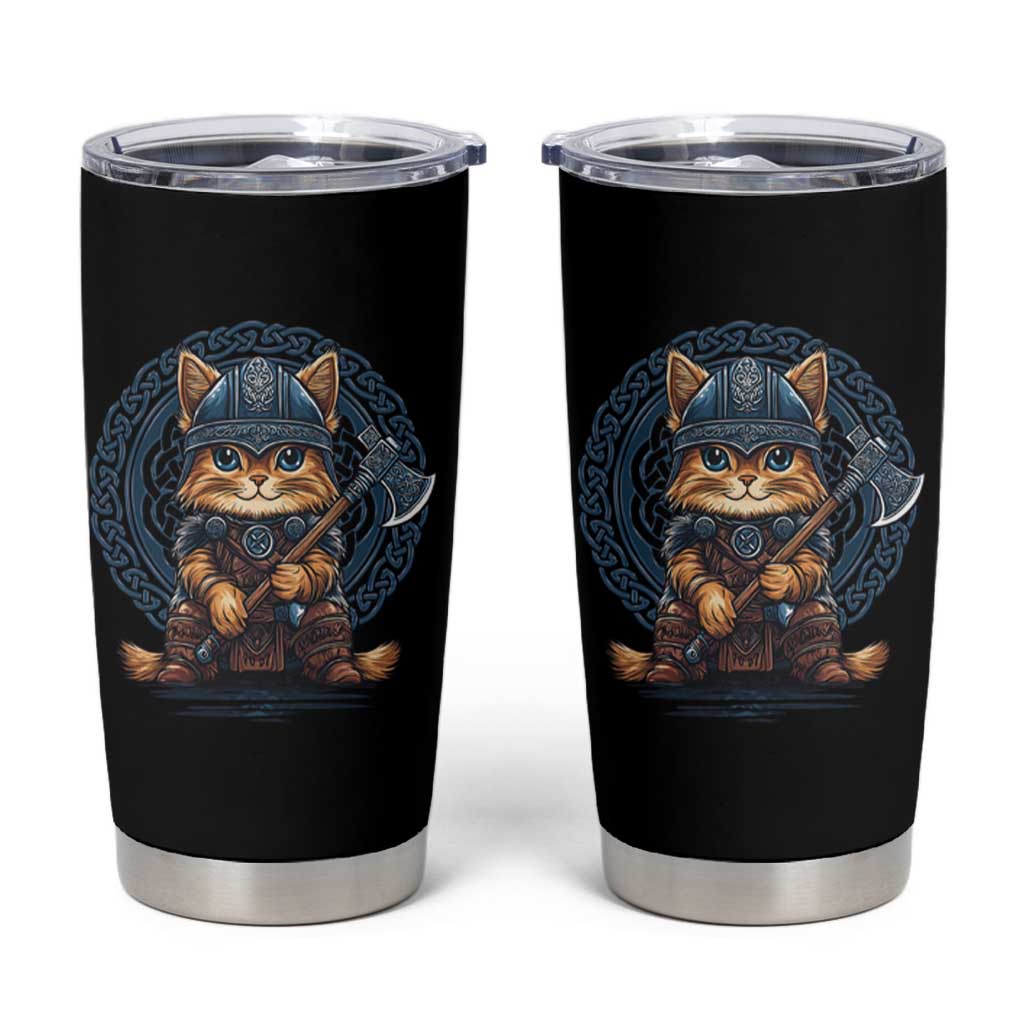 Nordic Norse Viking Cat Warrior Tumbler Cup