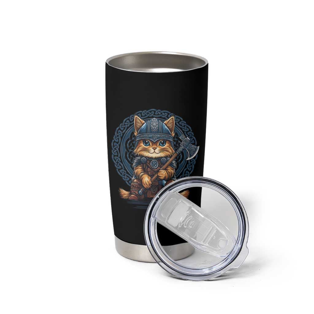 Nordic Norse Viking Cat Warrior Tumbler Cup