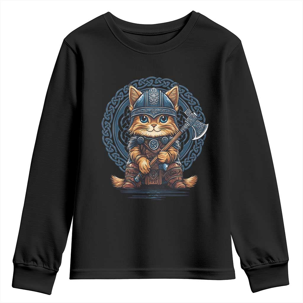 Nordic Norse Viking Cat Warrior Youth Sweatshirt