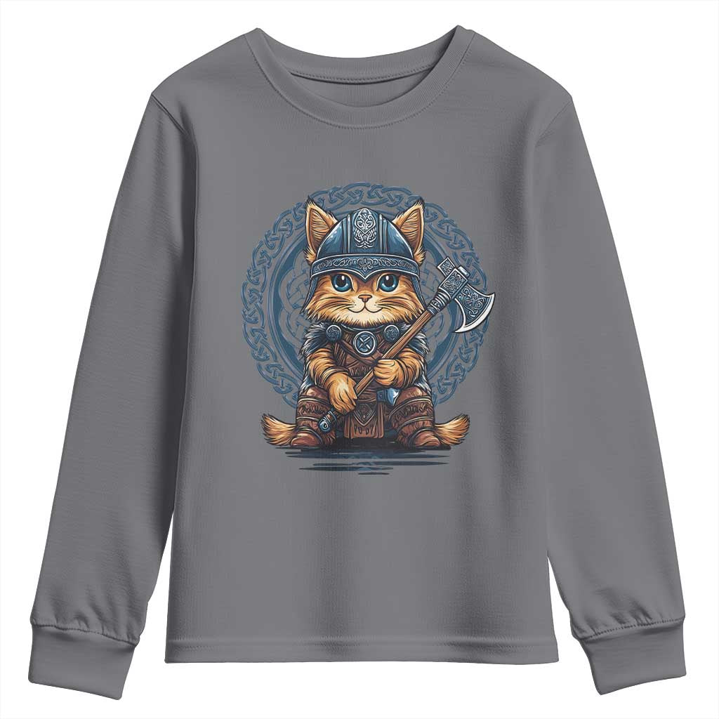 Nordic Norse Viking Cat Warrior Youth Sweatshirt