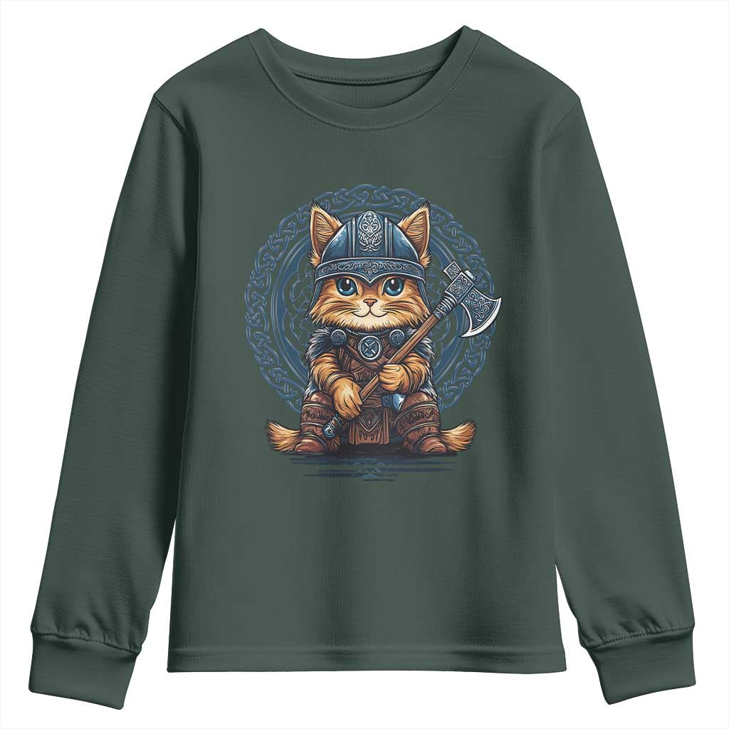 Nordic Norse Viking Cat Warrior Youth Sweatshirt