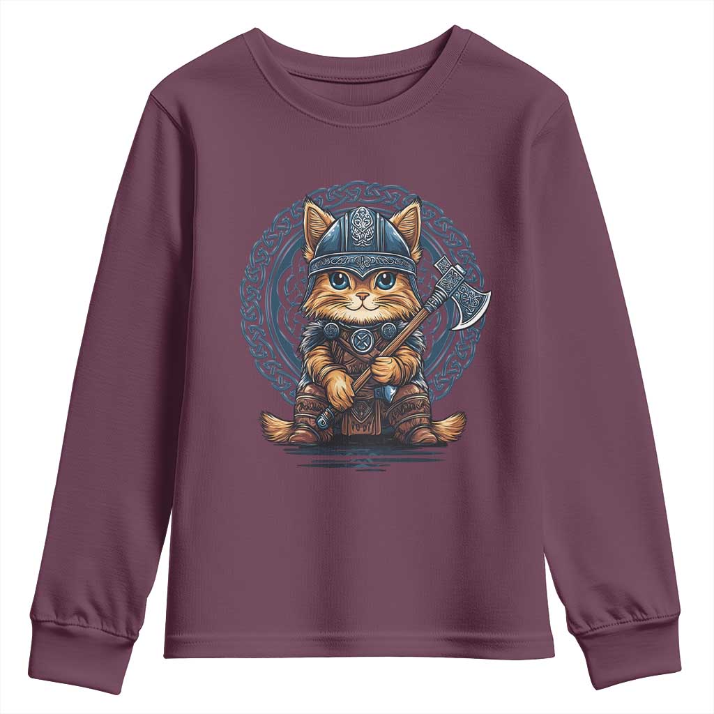 Nordic Norse Viking Cat Warrior Youth Sweatshirt