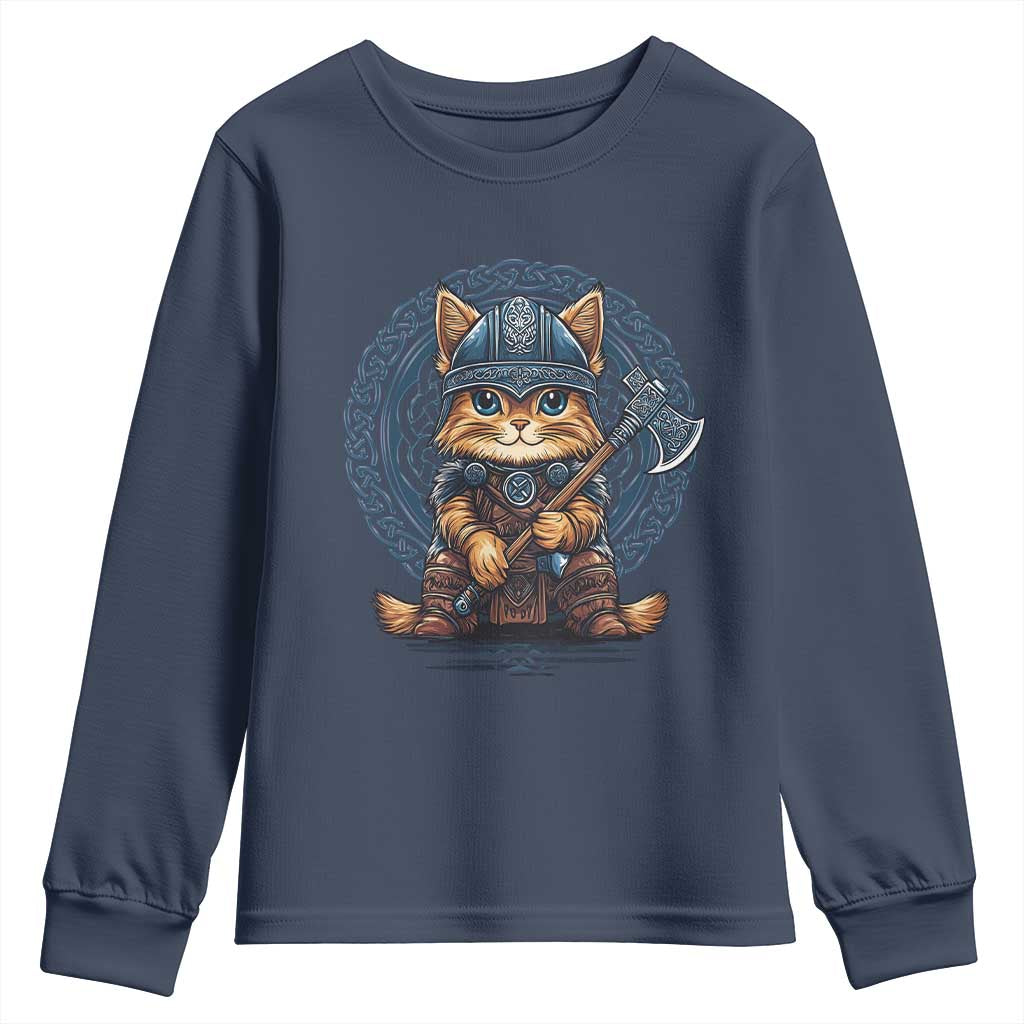 Nordic Norse Viking Cat Warrior Youth Sweatshirt