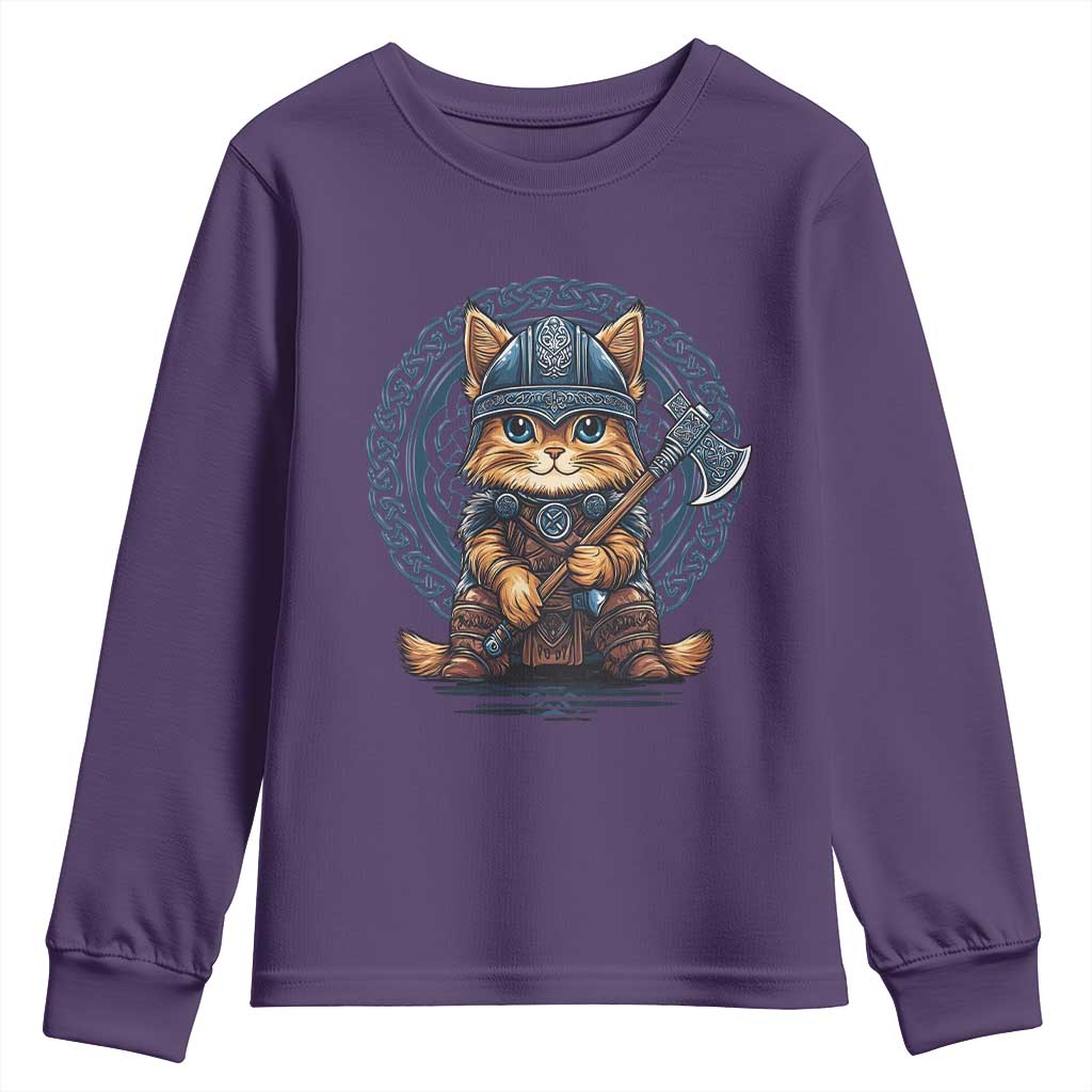 Nordic Norse Viking Cat Warrior Youth Sweatshirt