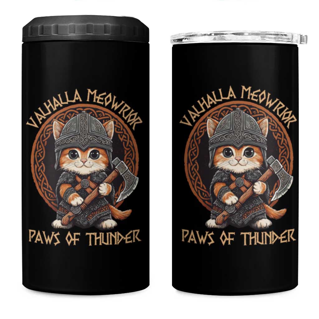 Viking Cat 4 in 1 Can Cooler Tumbler Norse Mythology Cat Warrior