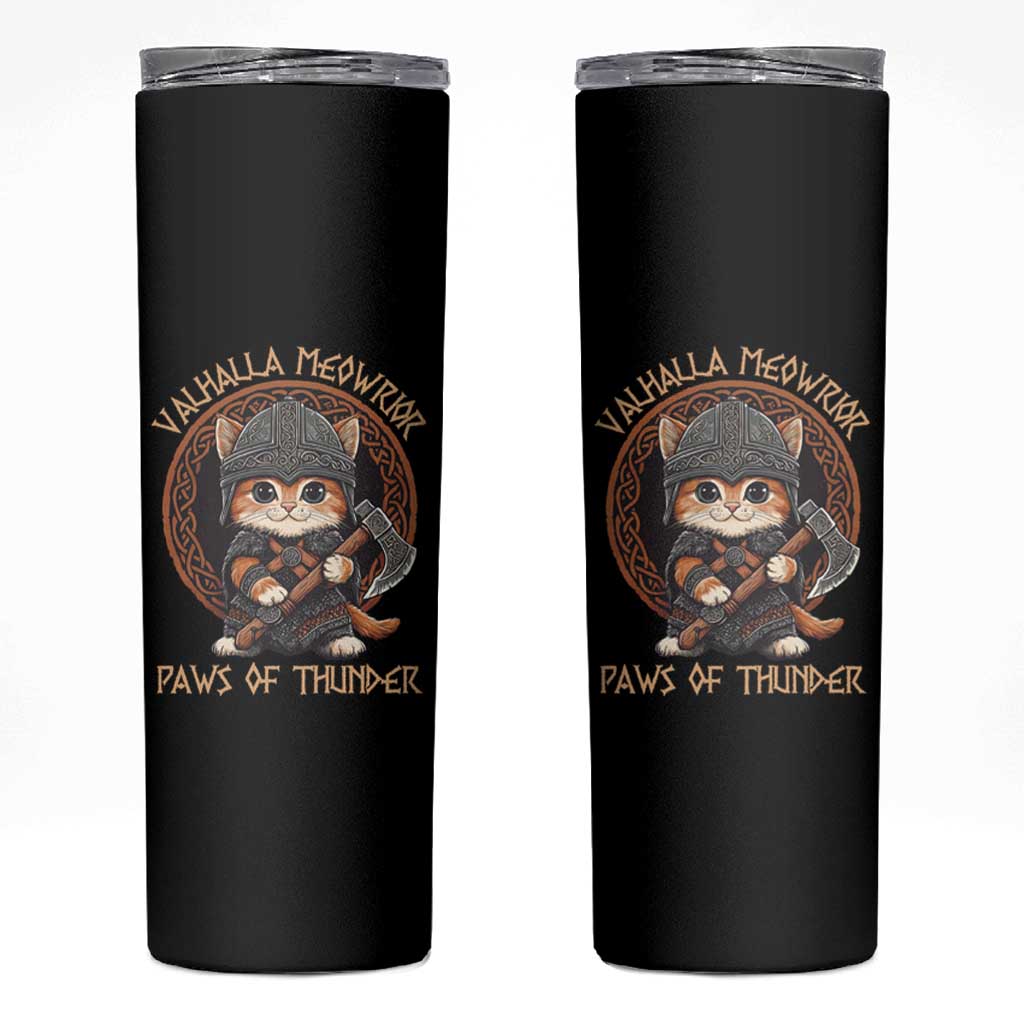 Viking Cat Skinny Tumbler Norse Mythology Cat Warrior