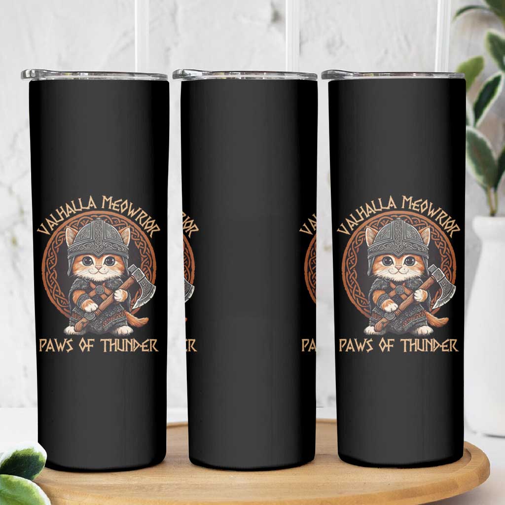 Viking Cat Skinny Tumbler Norse Mythology Cat Warrior