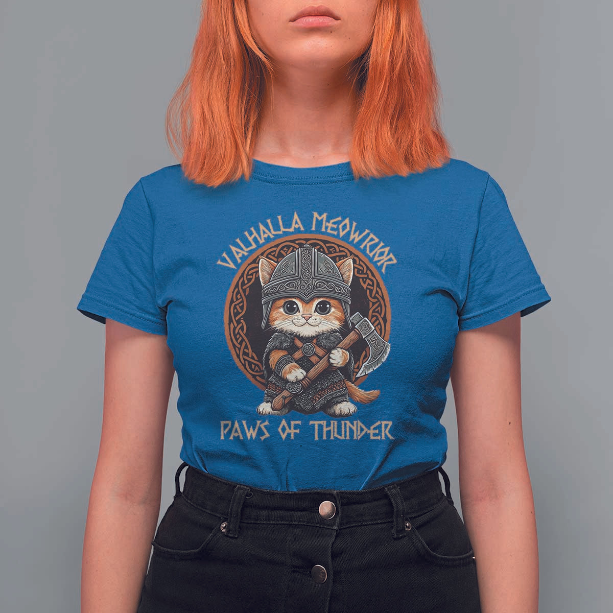 Viking Cat T Shirt For Women Norse Mythology Cat Warrior
