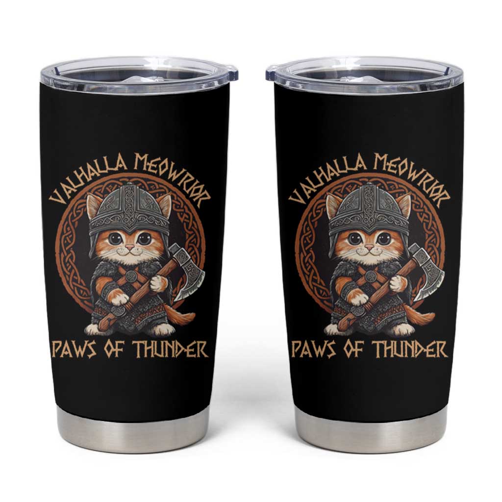 Viking Cat Tumbler Cup Norse Mythology Cat Warrior