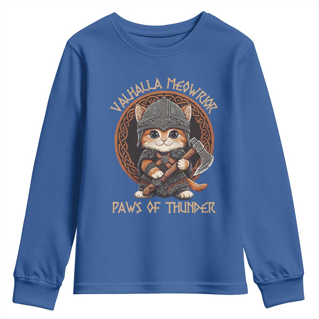 Viking Cat Youth Sweatshirt Norse Mythology Cat Warrior