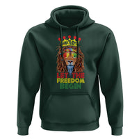 Juneteenth Hoodie Let The Freedom Begin Lion Rasta - Wonder Print Shop