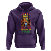 Juneteenth Hoodie Let The Freedom Begin Lion Rasta - Wonder Print Shop