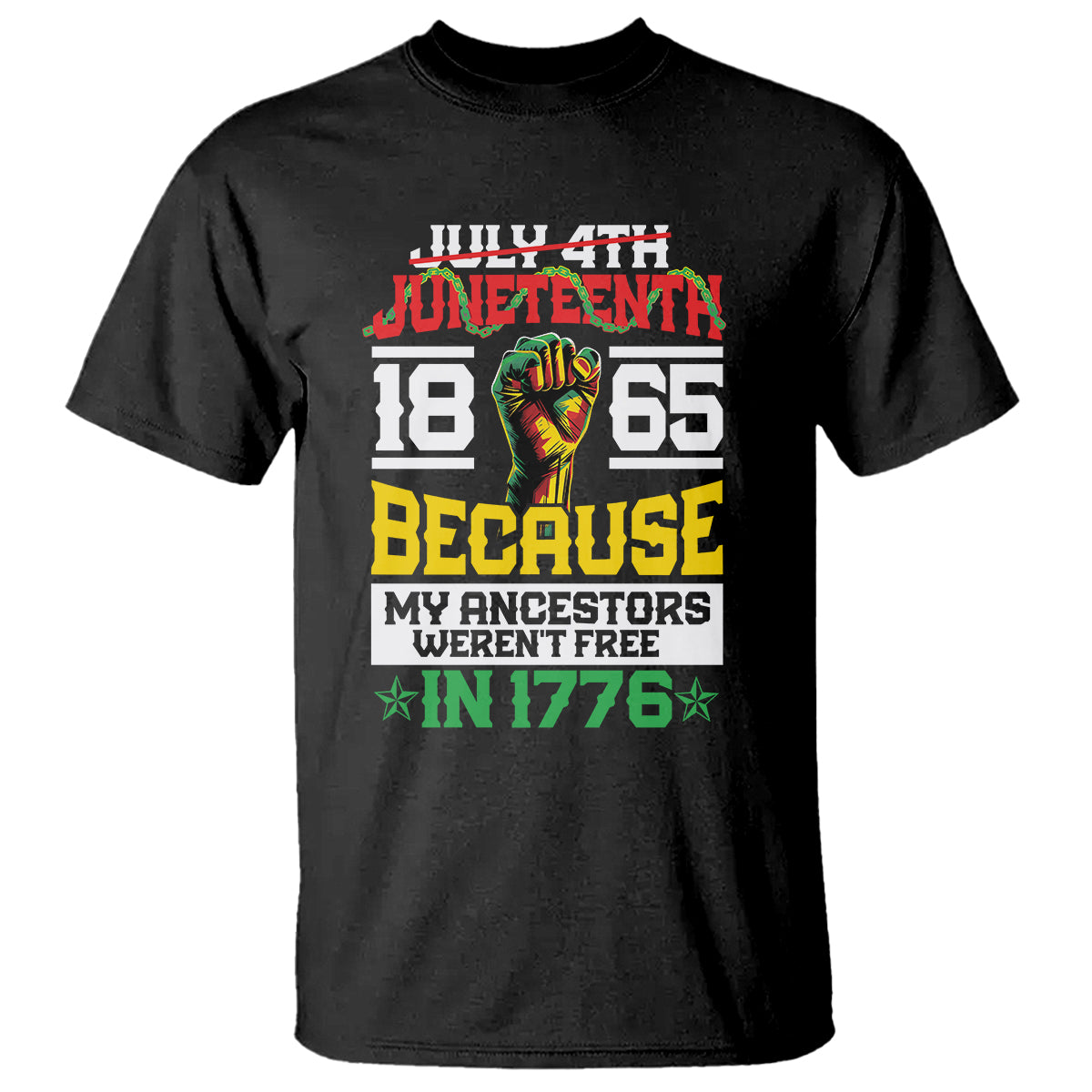 1865 Juneteenth T Shirt Because My Ancestors Weren't Free In 1776 - Wonder Print Shop