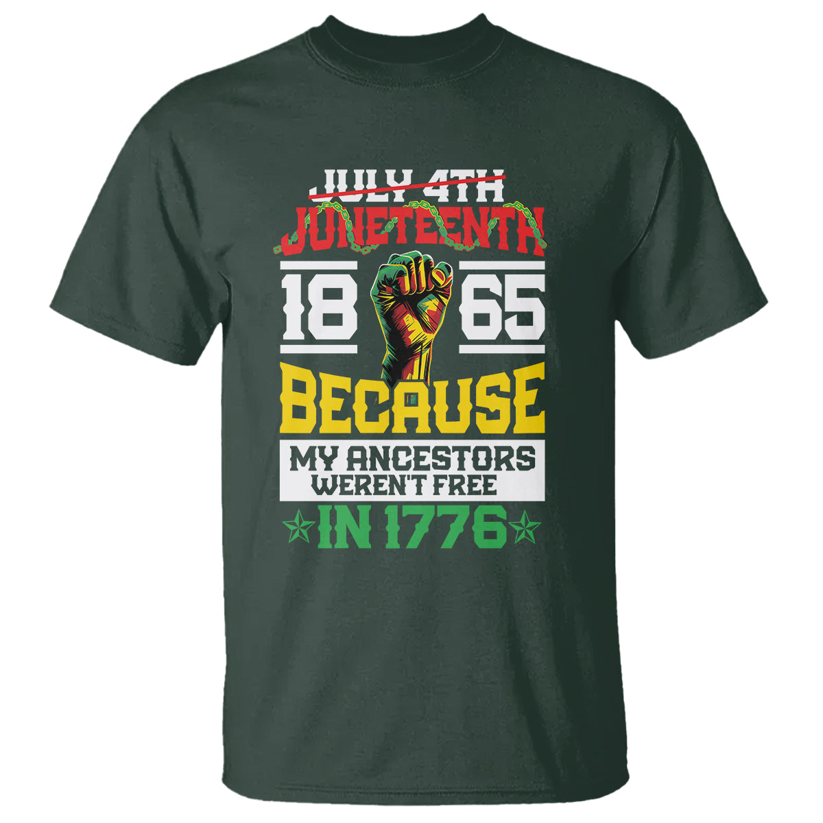 1865 Juneteenth T Shirt Because My Ancestors Weren't Free In 1776 - Wonder Print Shop
