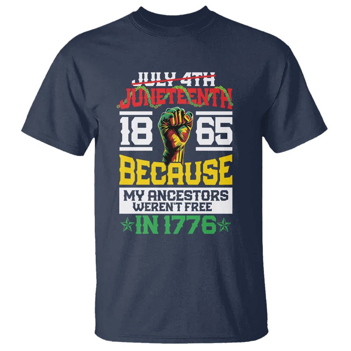 1865 Juneteenth T Shirt Because My Ancestors Weren't Free In 1776 - Wonder Print Shop