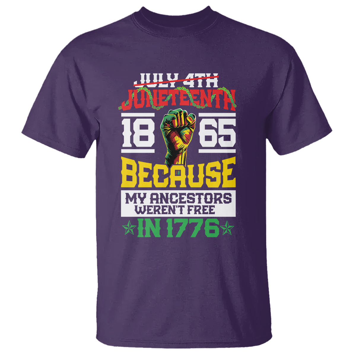 1865 Juneteenth T Shirt Because My Ancestors Weren't Free In 1776 - Wonder Print Shop