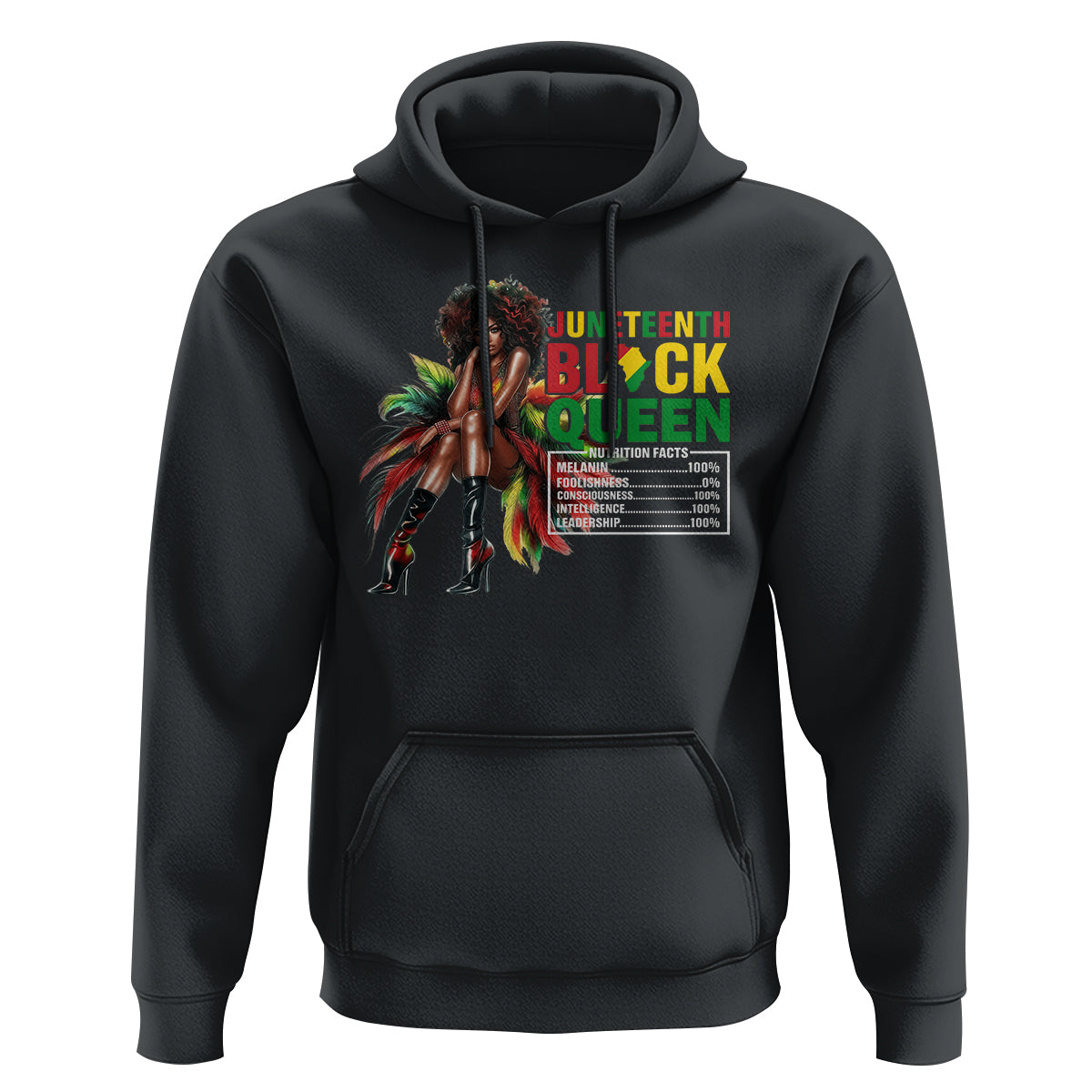 Juneteenth Hoodie Black Queen Nutritional Facts - Wonder Print Shop