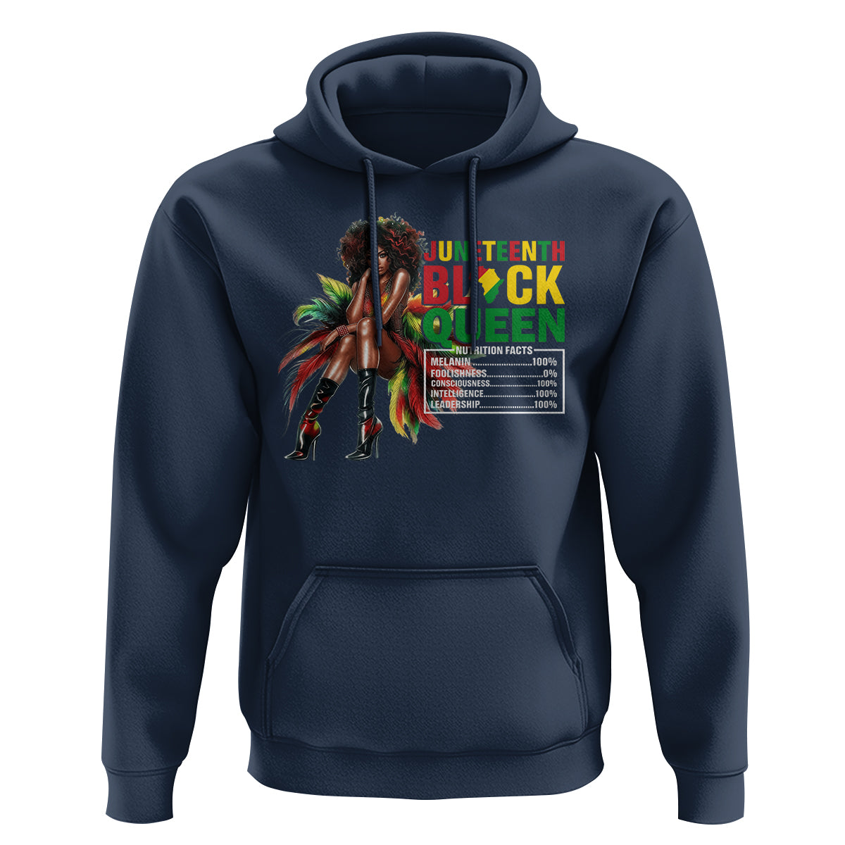 Juneteenth Hoodie Black Queen Nutritional Facts - Wonder Print Shop
