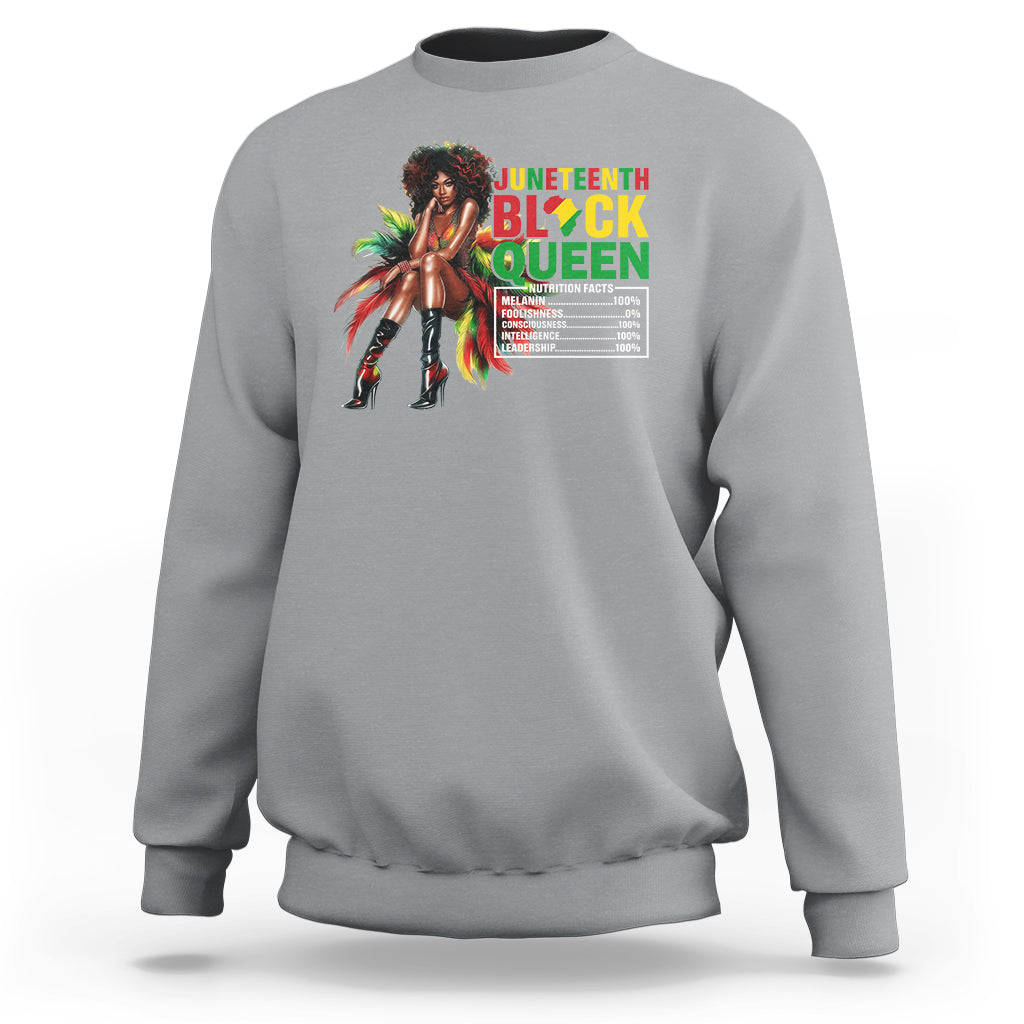 Juneteenth Sweatshirt Black Queen Nutritional Facts - Wonder Print Shop