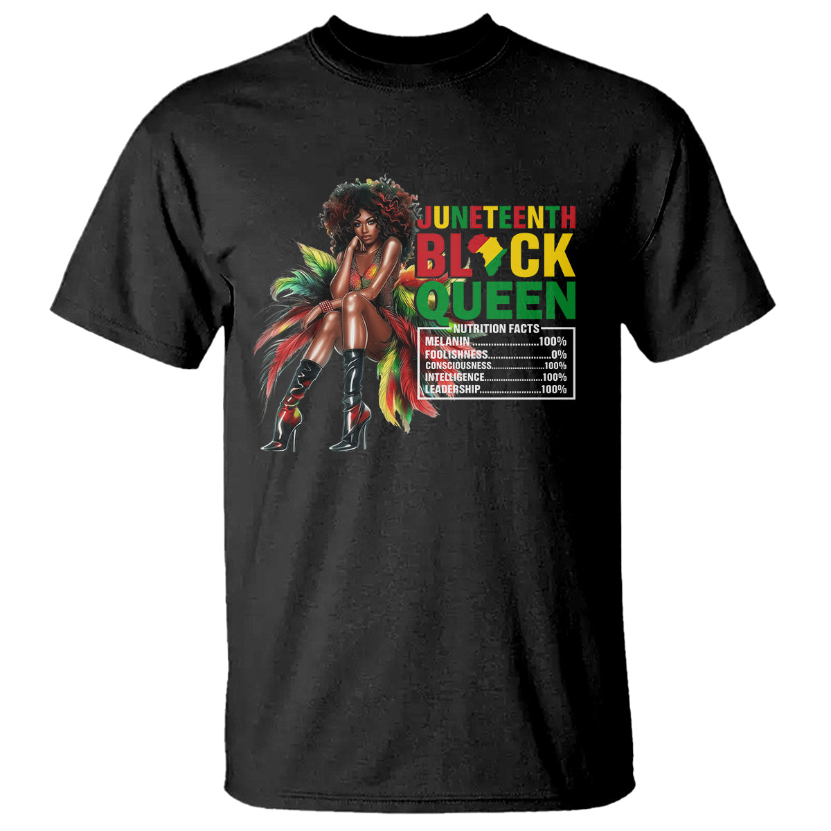 Juneteenth T Shirt Black Queen Nutritional Facts - Wonder Print Shop