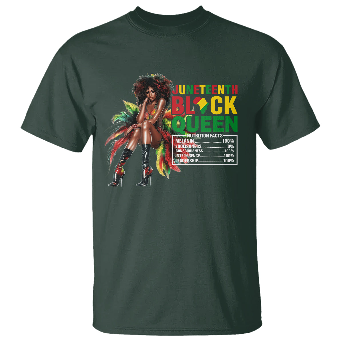 Juneteenth T Shirt Black Queen Nutritional Facts - Wonder Print Shop