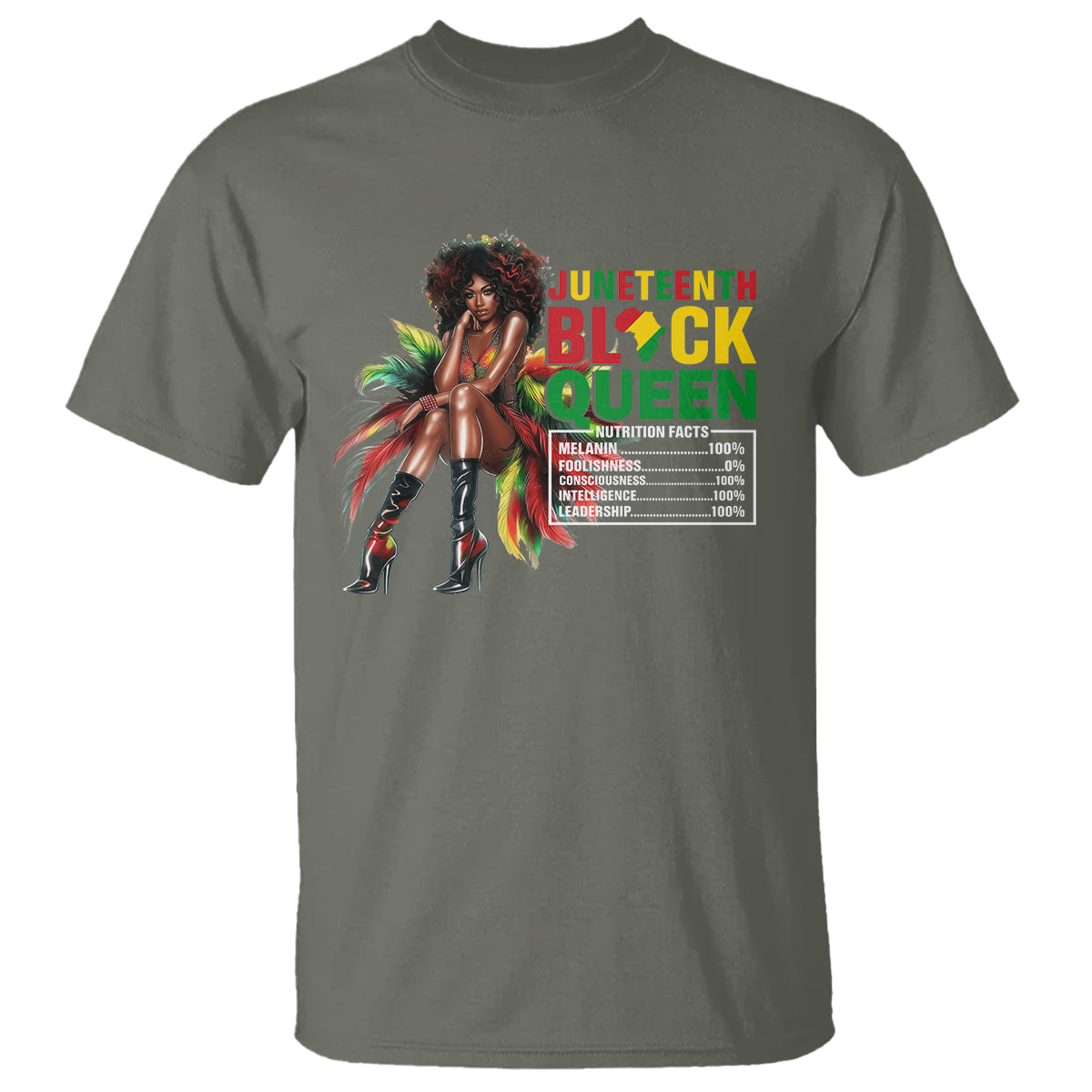 Juneteenth T Shirt Black Queen Nutritional Facts - Wonder Print Shop