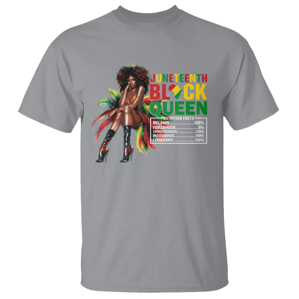 Juneteenth T Shirt Black Queen Nutritional Facts - Wonder Print Shop