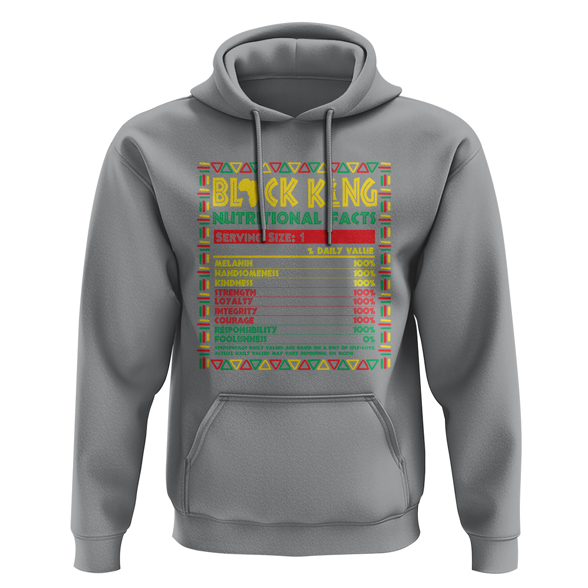Juneteenth Hoodie Black King Nutritional Facts - Wonder Print Shop