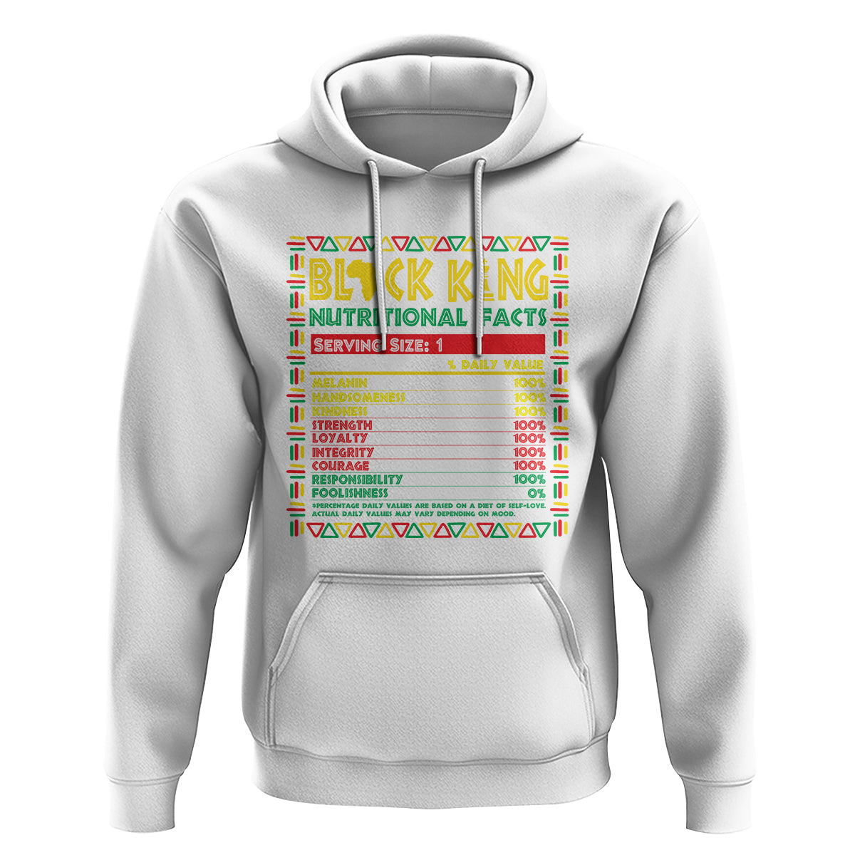 Juneteenth Hoodie Black King Nutritional Facts - Wonder Print Shop