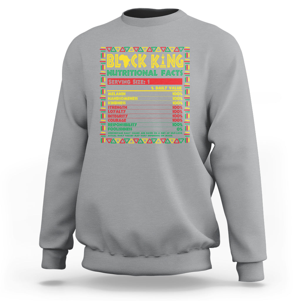 Juneteenth Sweatshirt Black King Nutritional Facts - Wonder Print Shop