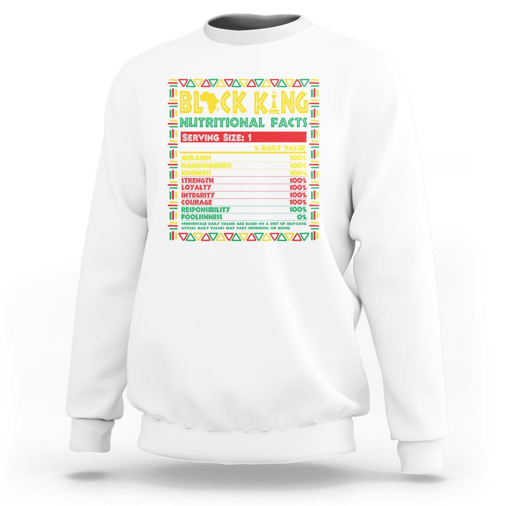 Juneteenth Sweatshirt Black King Nutritional Facts - Wonder Print Shop