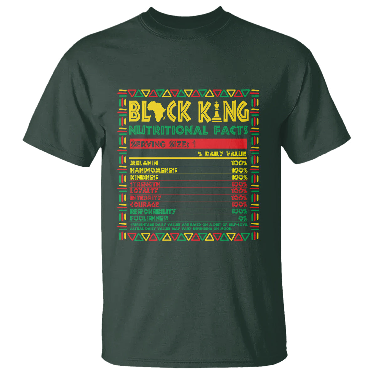 Juneteenth T Shirt Black King Nutritional Facts - Wonder Print Shop