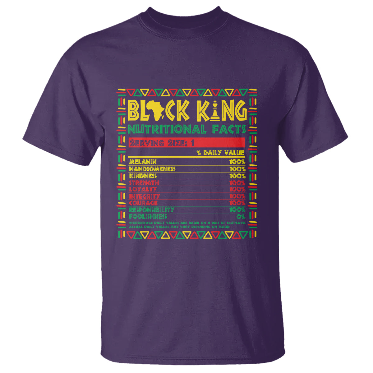 Juneteenth T Shirt Black King Nutritional Facts - Wonder Print Shop