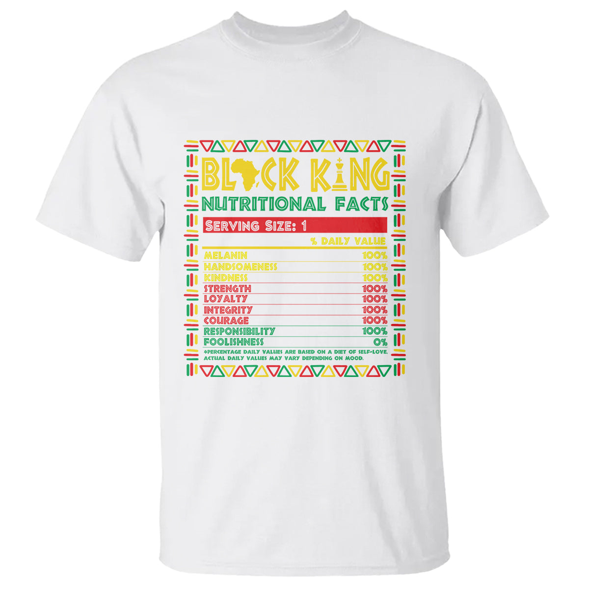 Juneteenth T Shirt Black King Nutritional Facts - Wonder Print Shop