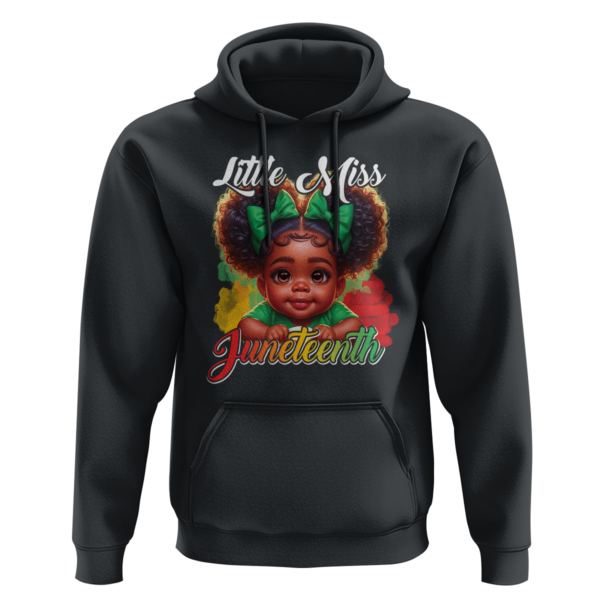Little Miss Juneteenth Hoodie Cute Melanin Black Girls Kids - Wonder Print Shop