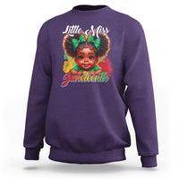 Little Miss Juneteenth Sweatshirt Cute Melanin Black Girls Kids - Wonder Print Shop