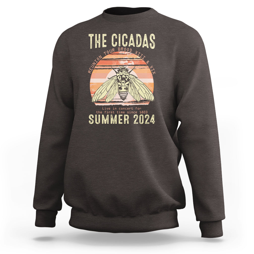 The Cicada Reunion U.S Tour 2024 Sweatshirt Broods XIII & XIX Summer Cicadas Concert Fest - Wonder Print Shop