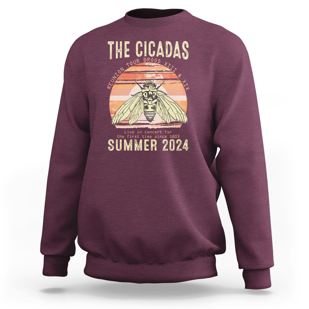 The Cicada Reunion U.S Tour 2024 Sweatshirt Broods XIII & XIX Summer Cicadas Concert Fest - Wonder Print Shop