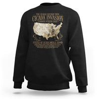 The Cicada Reunion U.S Tour 2024 Sweatshirt States Of Cicada Double Brood XIII & XIX American Map - Wonder Print Shop