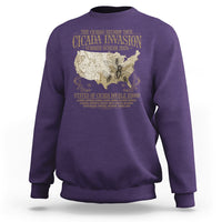 The Cicada Reunion U.S Tour 2024 Sweatshirt States Of Cicada Double Brood XIII & XIX American Map - Wonder Print Shop