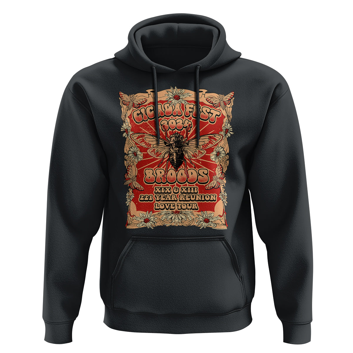 Cicada Fest 2024 Hoodie Broods XIII & XIX 221 Year Reunion Tour - Wonder Print Shop