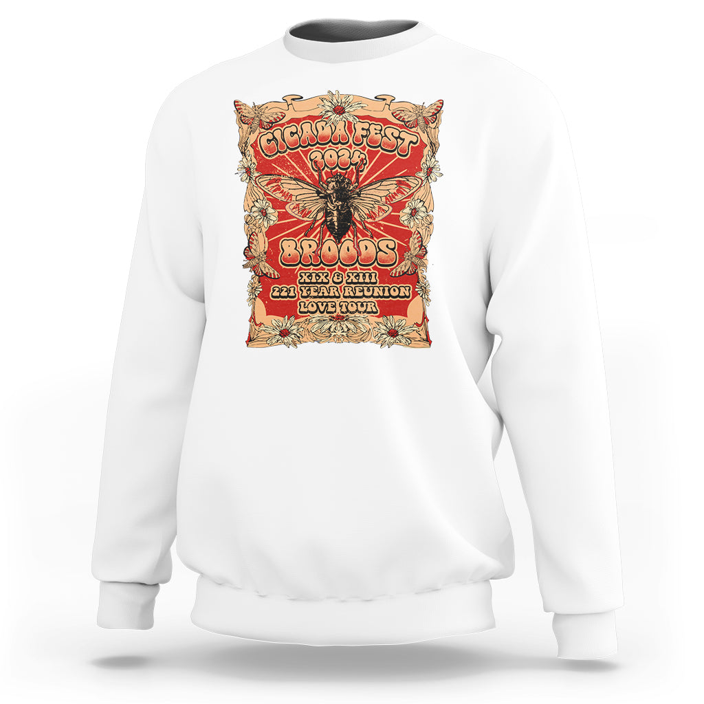 Cicada Fest 2024 Sweatshirt Broods XIII & XIX 221 Year Reunion Tour - Wonder Print Shop