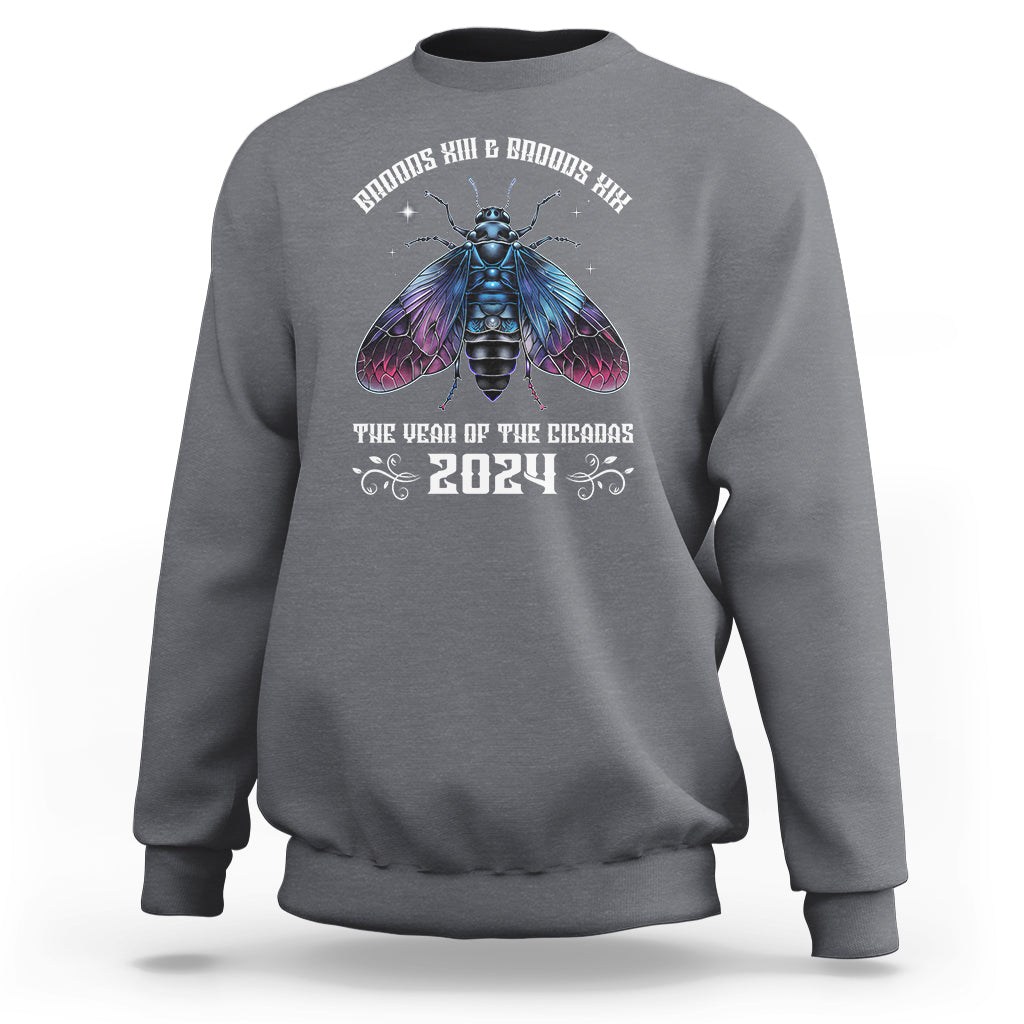 Cicada Lover Sweatshirt Broods XIII & XIX The Year Of The Cicadas 2024 - Wonder Print Shop