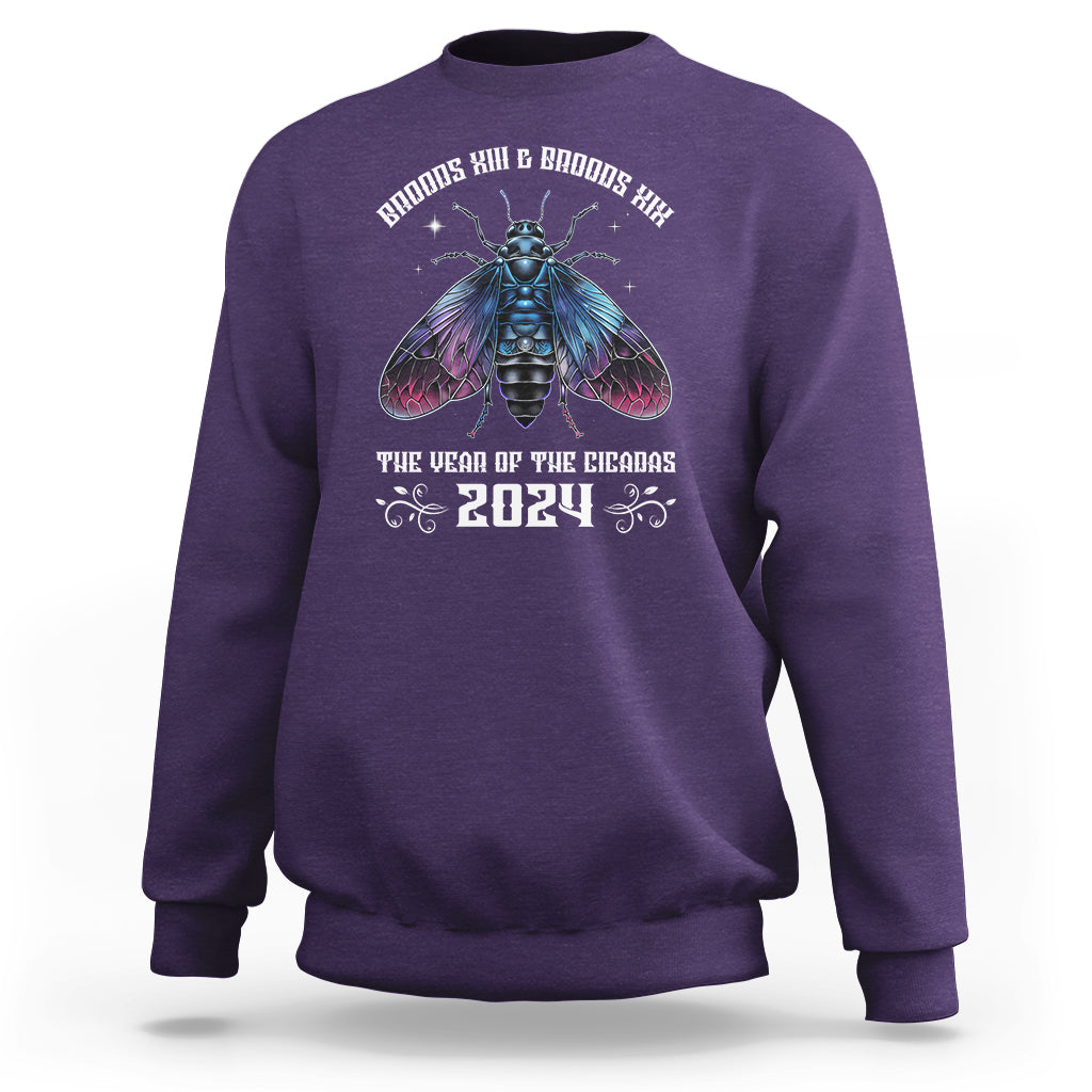 Cicada Lover Sweatshirt Broods XIII & XIX The Year Of The Cicadas 2024 - Wonder Print Shop