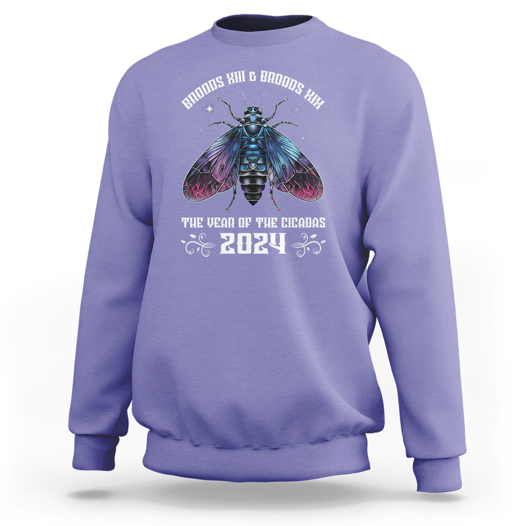 Cicada Lover Sweatshirt Broods XIII & XIX The Year Of The Cicadas 2024 - Wonder Print Shop