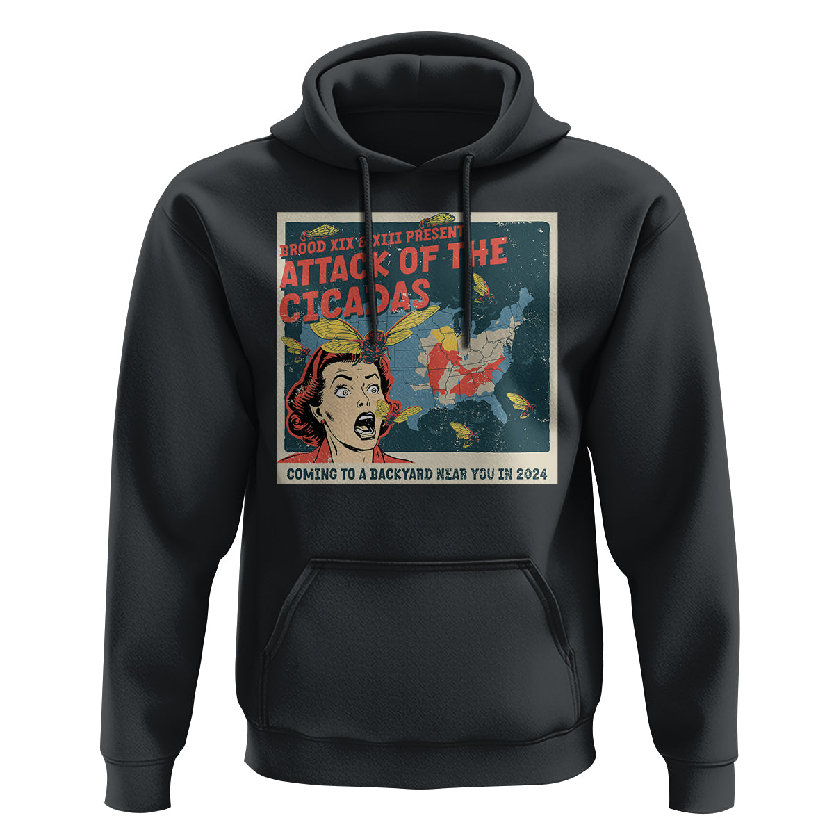 Funny Attack Of The Cicadas U.S Tour 2024 Hoodie - Wonder Print Shop