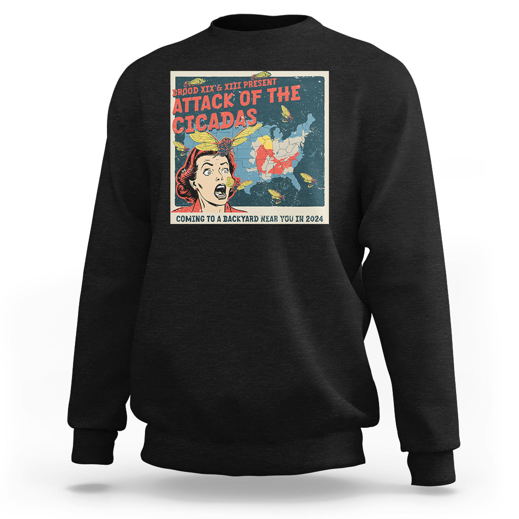 Funny Attack Of The Cicadas U.S Tour 2024 Sweatshirt - Wonder Print Shop