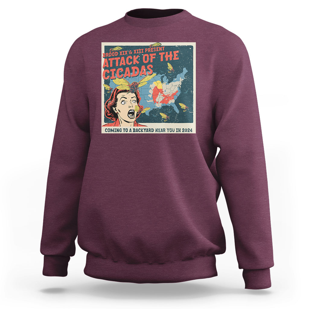 Funny Attack Of The Cicadas U.S Tour 2024 Sweatshirt - Wonder Print Shop