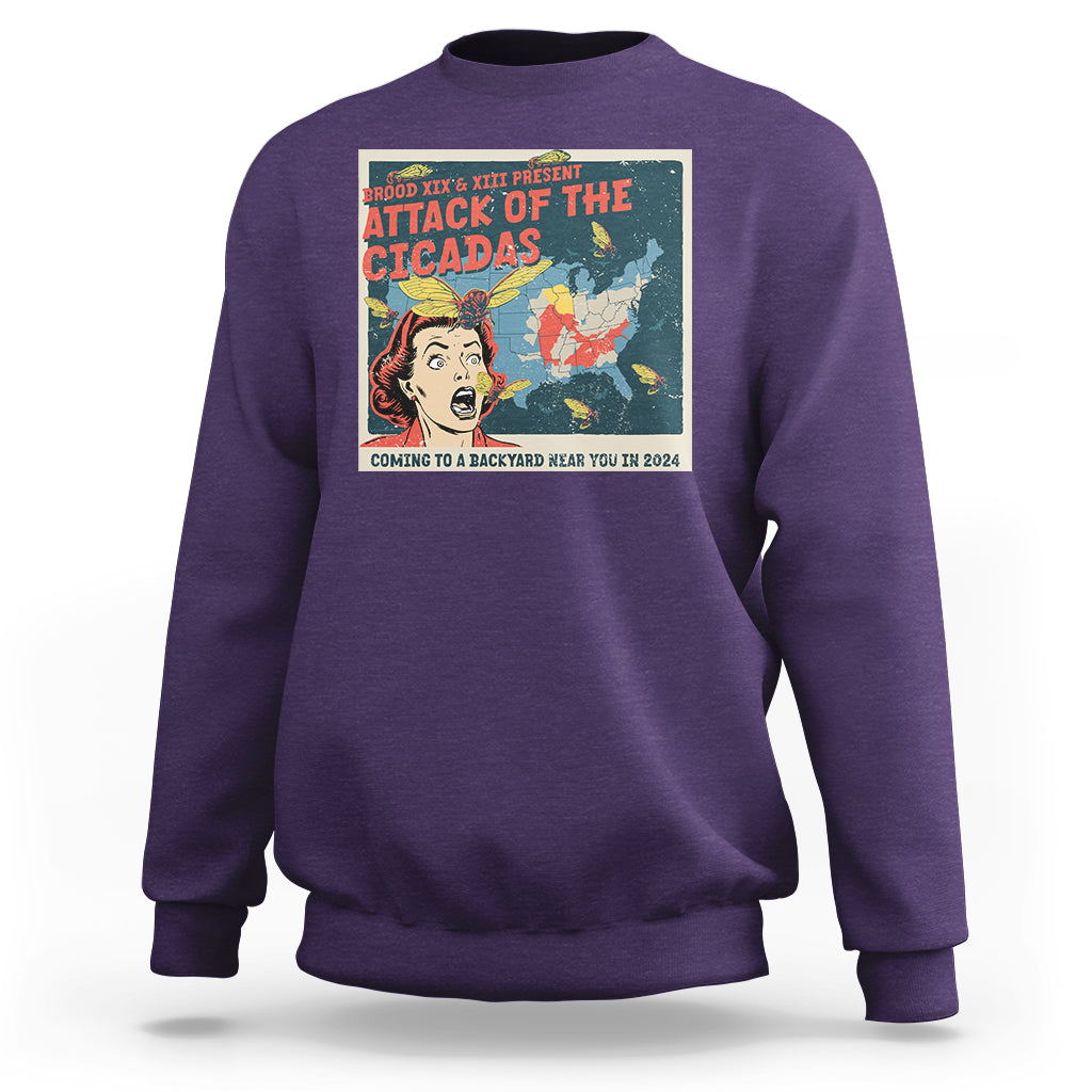 Funny Attack Of The Cicadas U.S Tour 2024 Sweatshirt - Wonder Print Shop
