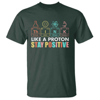 Funny Science T Shirt Think Like A Proton Stay Positive Retro - Wonder Print Shop